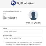Image of the BigBlueButton login screen